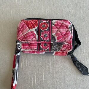 Vera Bradley Red and Gray Floral Quilted Wristlet Wallet